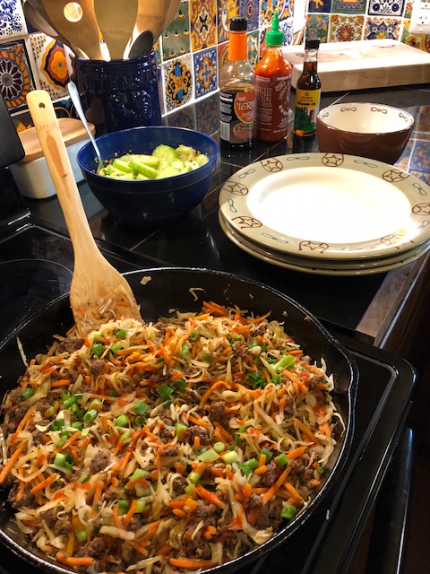cabbagestirfry and cucumbers